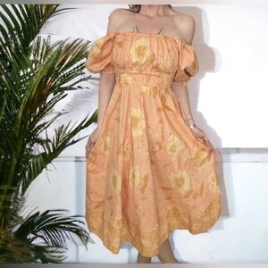 SPELL & the gypsy Collective Sloan Soiree Dress Peach puff floral off shoulder M